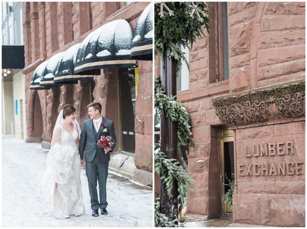 Winter Minneapolis Lumber Exchange Wedding by Karen Feder Photography