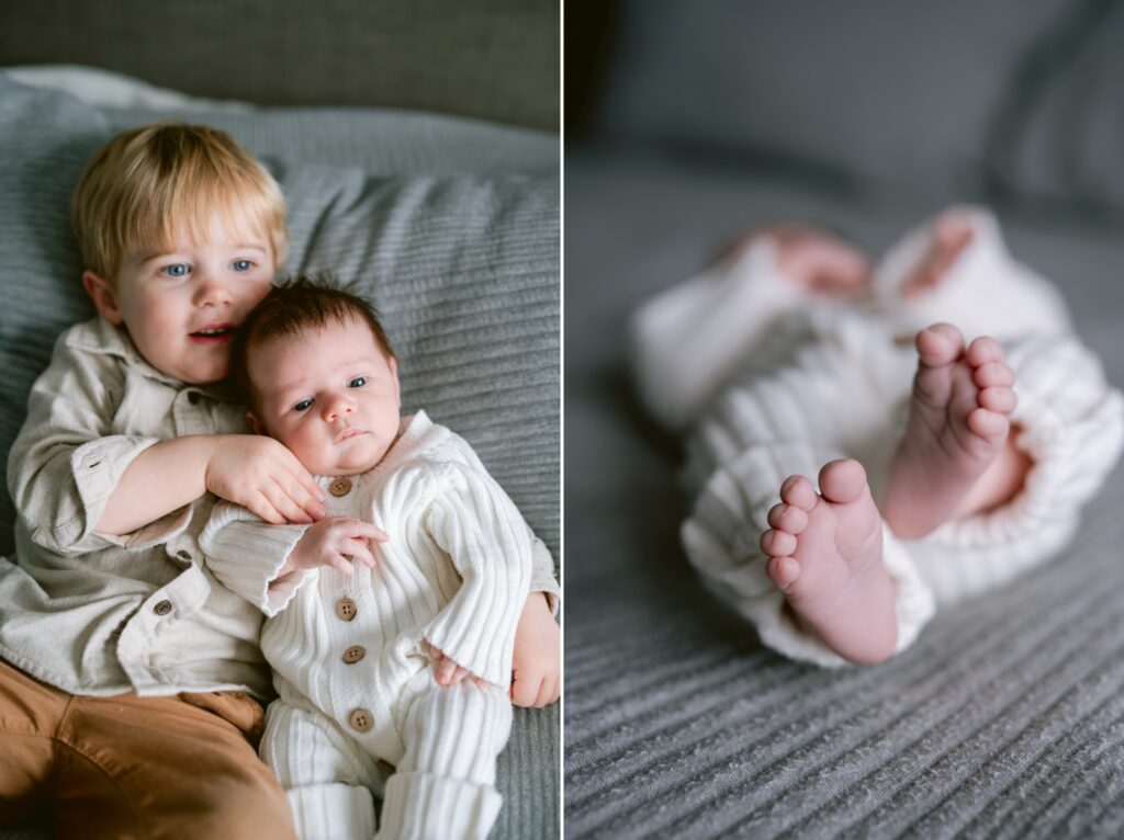 Toddler and sibling in eagan MN during newborn session